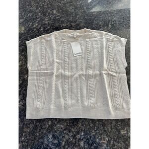 Splendid Collection Cable Knit Sweater Vest Oatmeal Cream RF5S110 XS NEW
